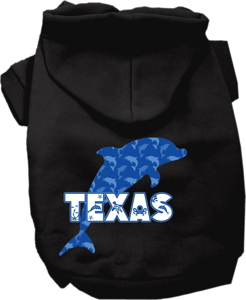 Pet Dog & Cat Screen Printed Hoodie for Small to Medium Pets (Sizes XS-XL), "Texas Blue Dolphins"