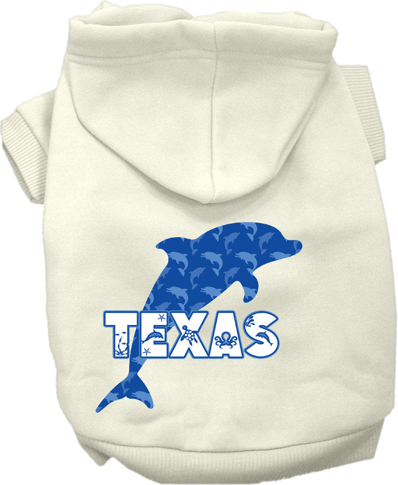 Pet Dog & Cat Screen Printed Hoodie for Small to Medium Pets (Sizes XS-XL), "Texas Blue Dolphins"