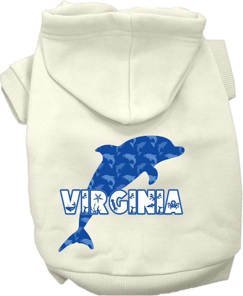 Pet Dog & Cat Screen Printed Hoodie for Small to Medium Pets (Sizes XS-XL), "Virginia Blue Dolphins"