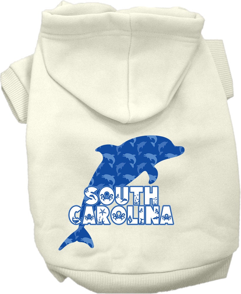 Pet Dog & Cat Screen Printed Hoodie for Small to Medium Pets (Sizes XS-XL), "South Carolina Blue Dolphins"