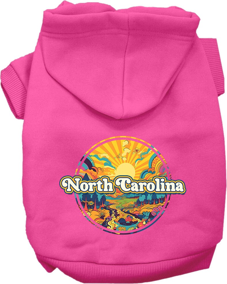 Pet Dog & Cat Screen Printed Hoodie for Small to Medium Pets (Sizes XS-XL), "North Carolina Trippy Peaks"