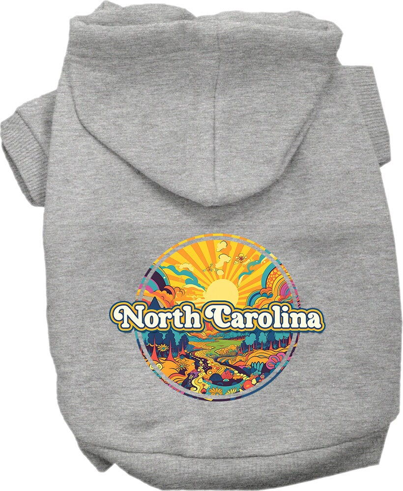 Pet Dog & Cat Screen Printed Hoodie for Small to Medium Pets (Sizes XS-XL), "North Carolina Trippy Peaks"