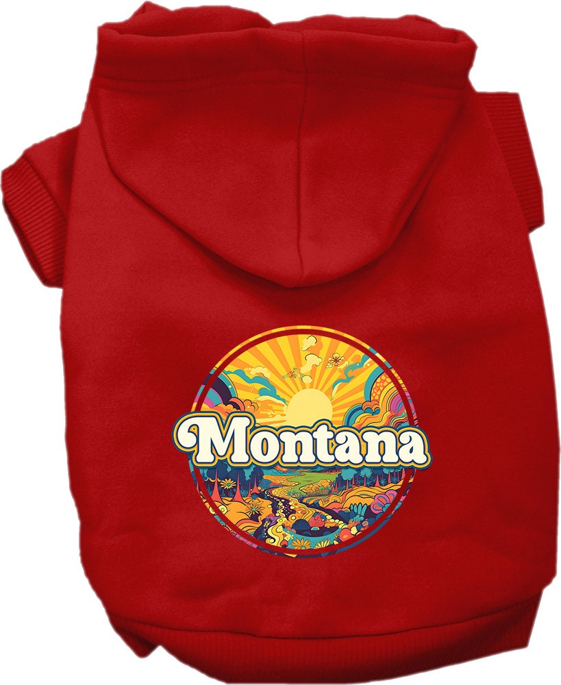 Pet Dog & Cat Screen Printed Hoodie for Small to Medium Pets (Sizes XS-XL), "Montana Trippy Peaks"