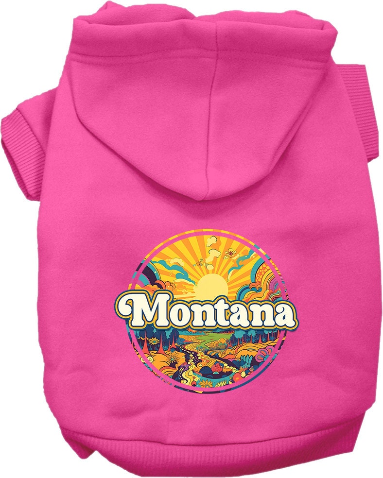 Pet Dog & Cat Screen Printed Hoodie for Small to Medium Pets (Sizes XS-XL), "Montana Trippy Peaks"