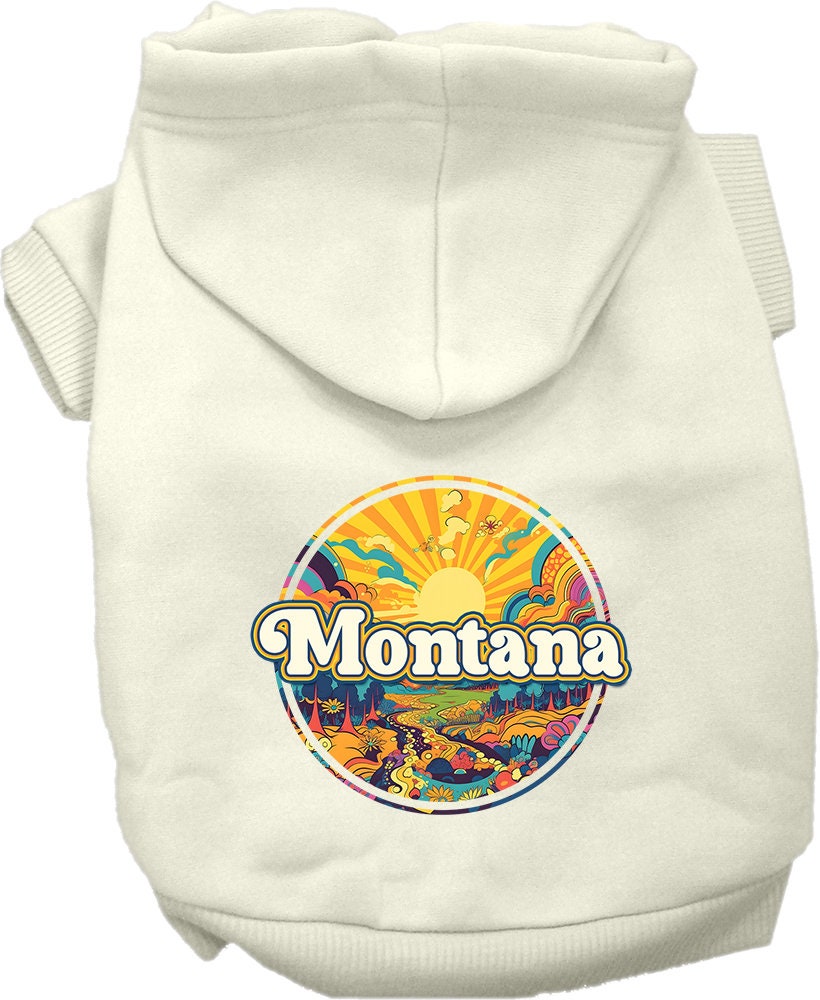 Pet Dog & Cat Screen Printed Hoodie for Small to Medium Pets (Sizes XS-XL), "Montana Trippy Peaks"