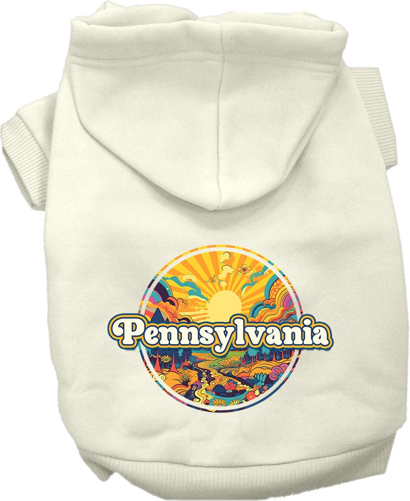 Pet Dog & Cat Screen Printed Hoodie for Small to Medium Pets (Sizes XS-XL), "Pennsylvania Trippy Peaks"