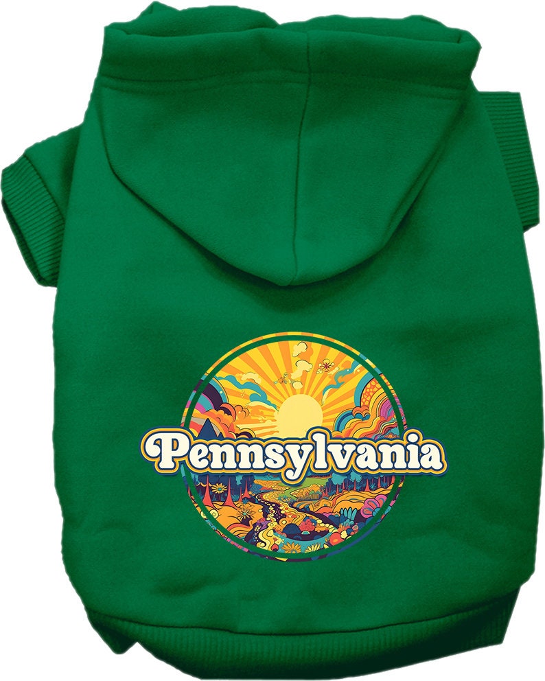 Pet Dog & Cat Screen Printed Hoodie for Small to Medium Pets (Sizes XS-XL), "Pennsylvania Trippy Peaks"