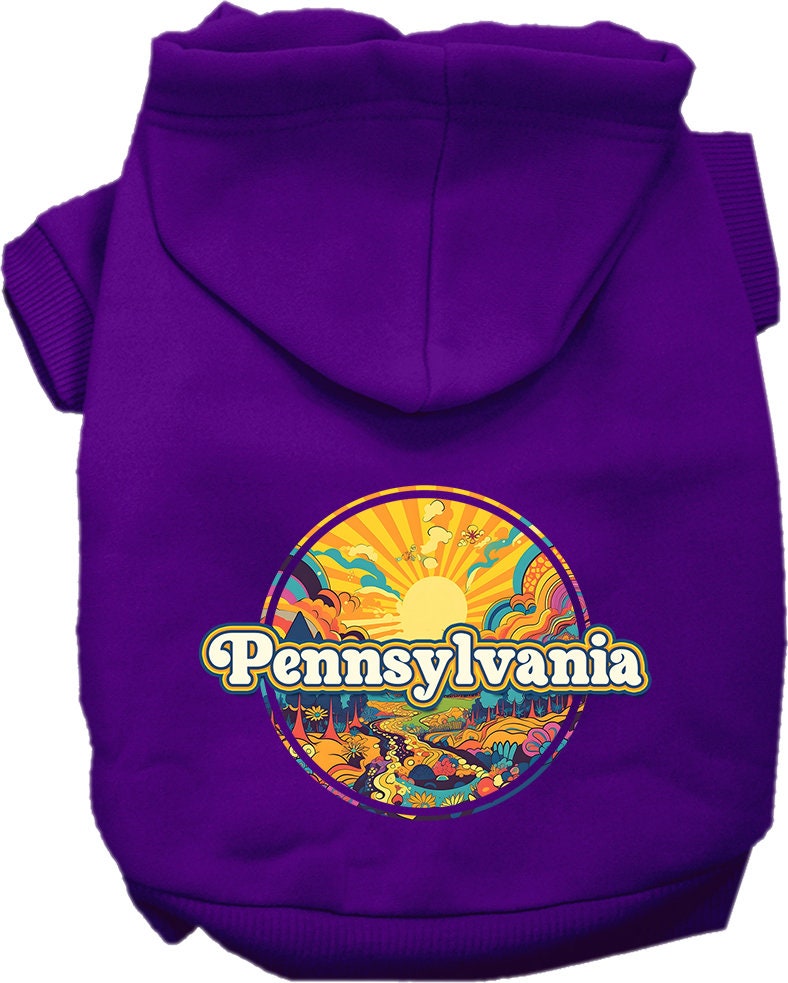 Pet Dog & Cat Screen Printed Hoodie for Small to Medium Pets (Sizes XS-XL), "Pennsylvania Trippy Peaks"