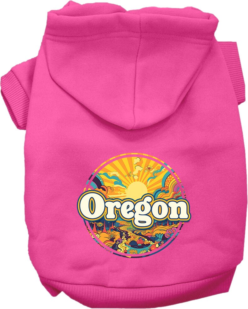 Pet Dog & Cat Screen Printed Hoodie for Small to Medium Pets (Sizes XS-XL), "Oregon Trippy Peaks"