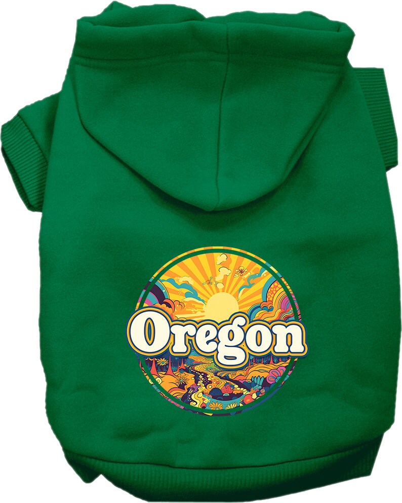 Pet Dog & Cat Screen Printed Hoodie for Small to Medium Pets (Sizes XS-XL), "Oregon Trippy Peaks"