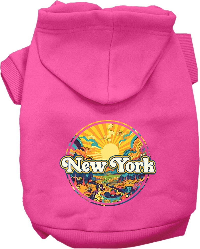 Pet Dog & Cat Screen Printed Hoodie for Small to Medium Pets (Sizes XS-XL), "New York Trippy Peaks"