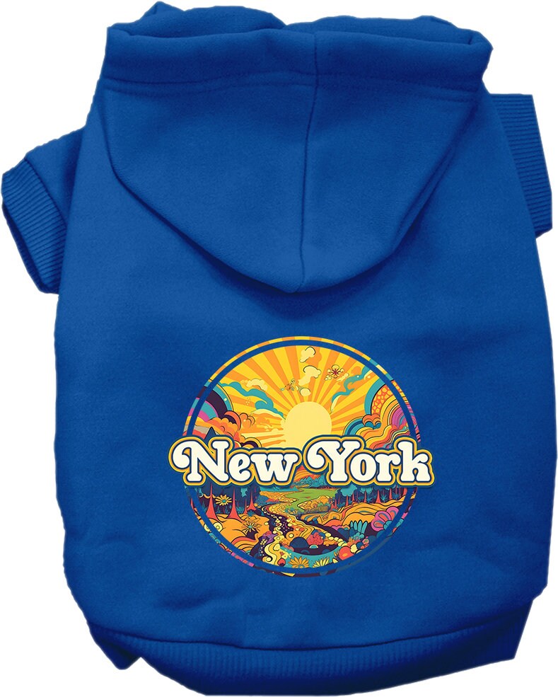 Pet Dog & Cat Screen Printed Hoodie for Small to Medium Pets (Sizes XS-XL), "New York Trippy Peaks"