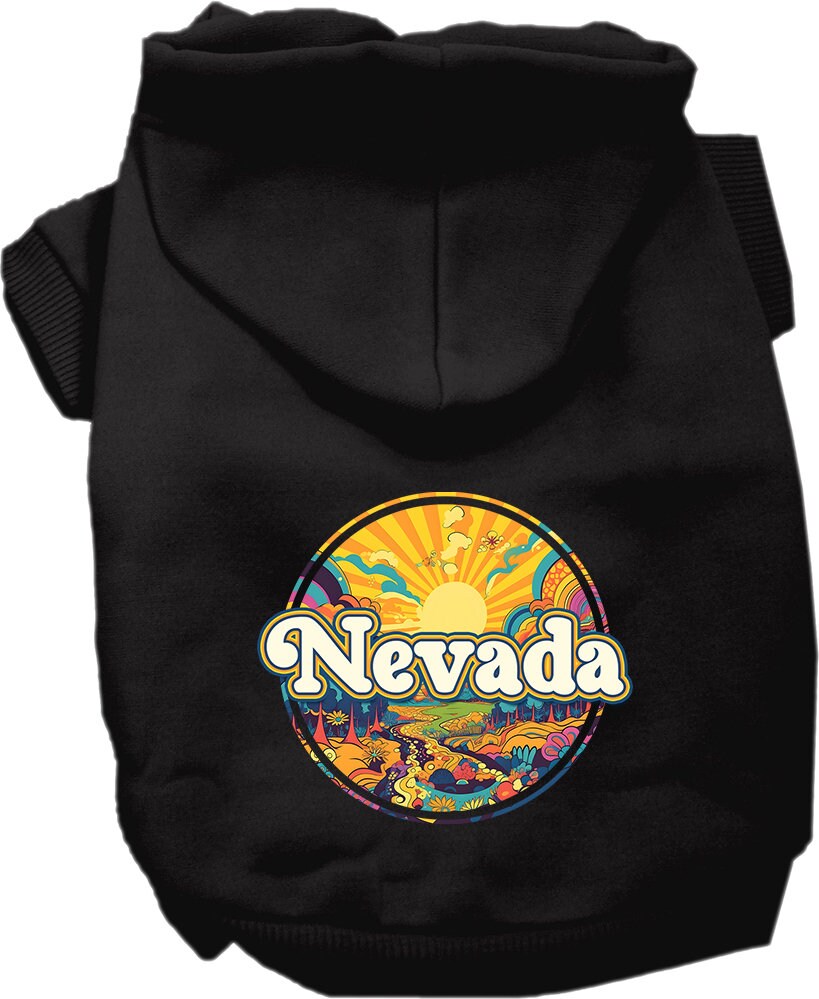 Pet Dog & Cat Screen Printed Hoodie for Small to Medium Pets (Sizes XS-XL), "Nevada Trippy Peaks"