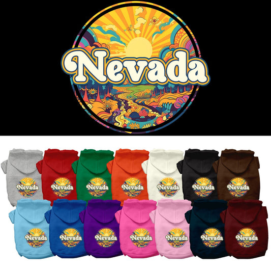 Pet Dog & Cat Screen Printed Hoodie for Small to Medium Pets (Sizes XS-XL), "Nevada Trippy Peaks"