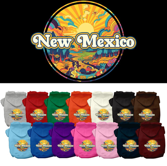 Pet Dog & Cat Screen Printed Hoodie for Small to Medium Pets (Sizes XS-XL), "New Mexico Trippy Peaks"