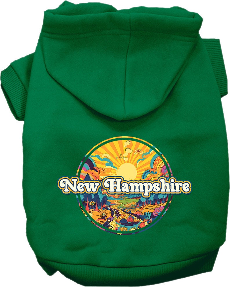 Pet Dog & Cat Screen Printed Hoodie for Small to Medium Pets (Sizes XS-XL), "New Hampshire Trippy Peaks"