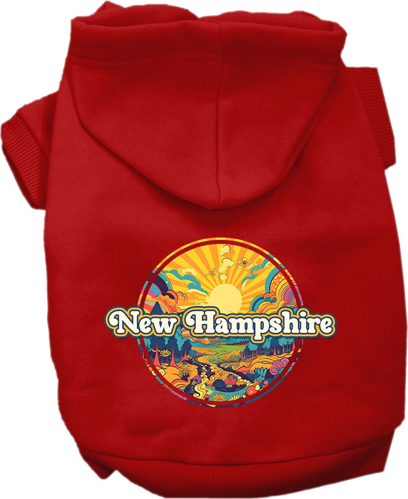 Pet Dog & Cat Screen Printed Hoodie for Small to Medium Pets (Sizes XS-XL), "New Hampshire Trippy Peaks"