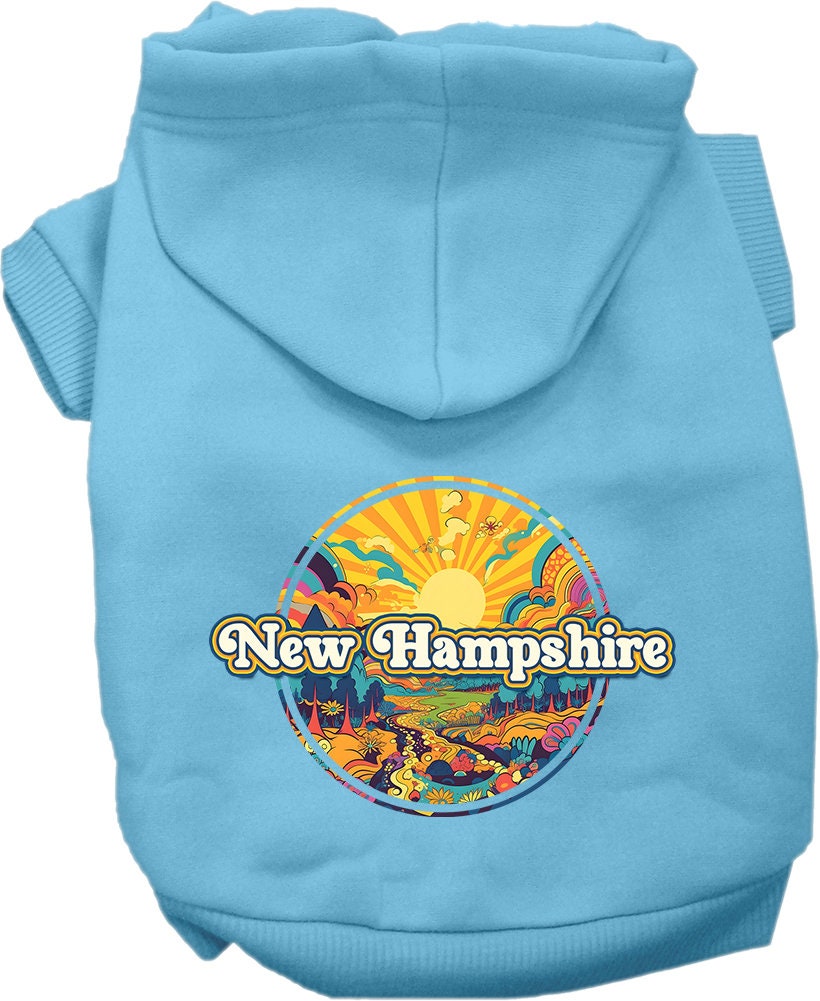 Pet Dog & Cat Screen Printed Hoodie for Small to Medium Pets (Sizes XS-XL), "New Hampshire Trippy Peaks"