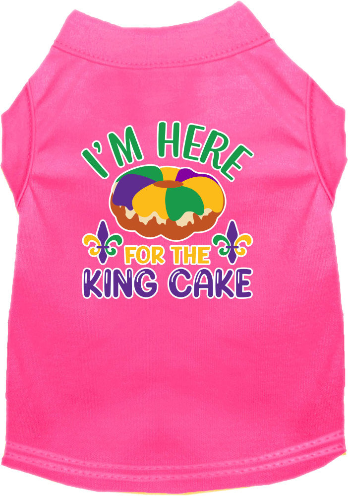 Pet Dog & Cat Screen Printed Shirt for Medium to Large Pets (Sizes 2XL-6XL), "I'm Here For The King Cake"