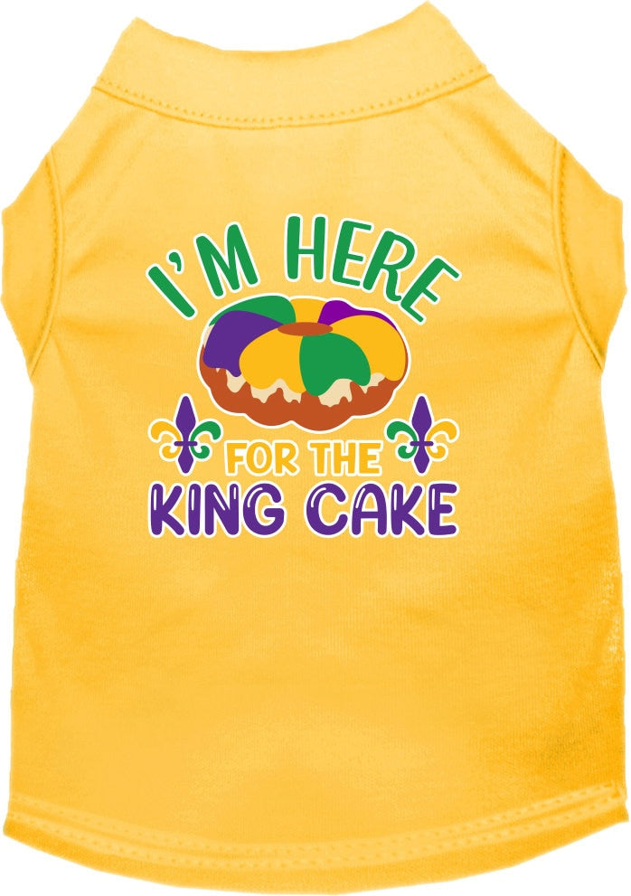 Pet Dog & Cat Screen Printed Shirt for Medium to Large Pets (Sizes 2XL-6XL), "I'm Here For The King Cake"