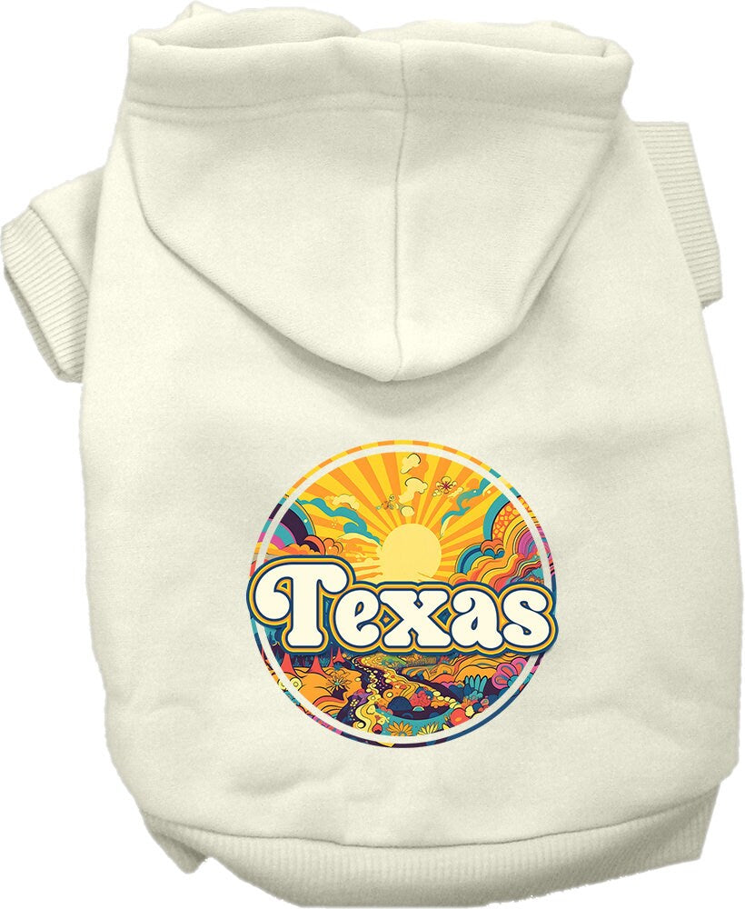 Pet Dog & Cat Screen Printed Hoodie for Small to Medium Pets (Sizes XS-XL), "Texas Trippy Peaks"