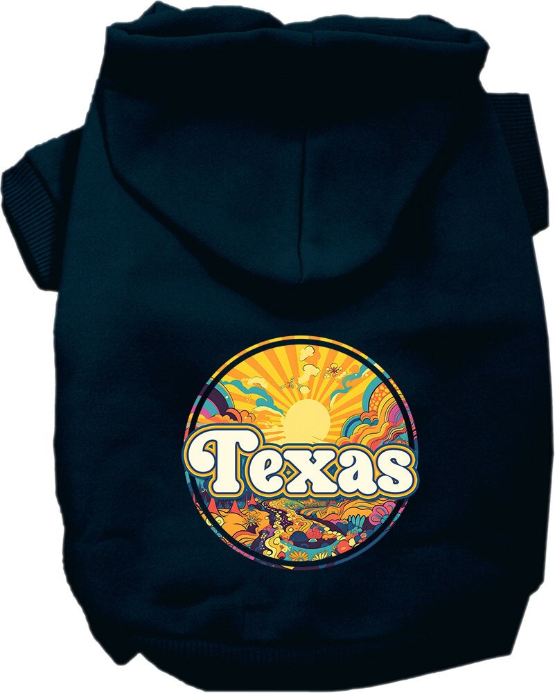 Pet Dog & Cat Screen Printed Hoodie for Small to Medium Pets (Sizes XS-XL), "Texas Trippy Peaks"