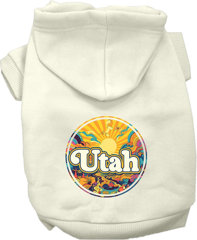 Pet Dog & Cat Screen Printed Hoodie for Small to Medium Pets (Sizes XS-XL), "Utah Trippy Peaks"