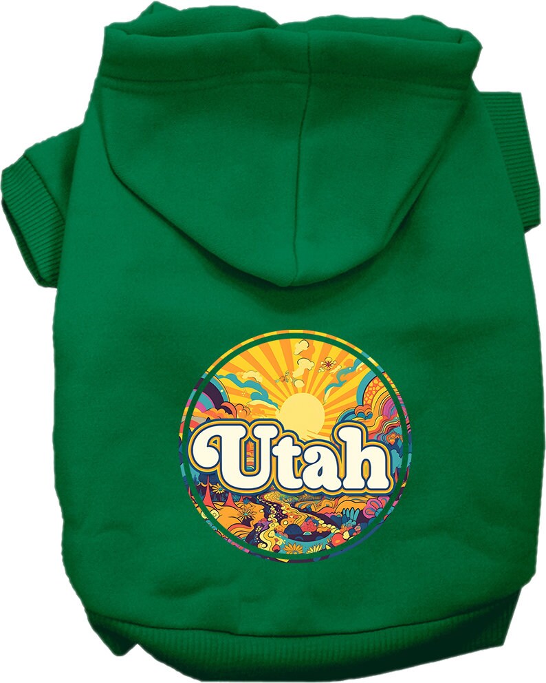 Pet Dog & Cat Screen Printed Hoodie for Small to Medium Pets (Sizes XS-XL), "Utah Trippy Peaks"