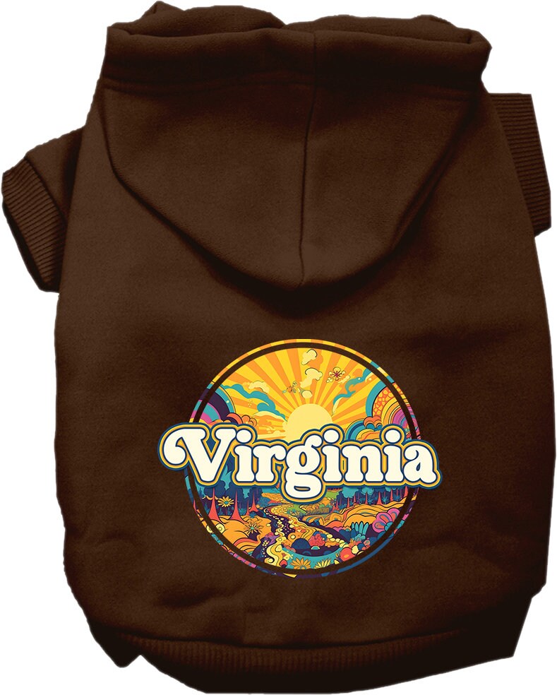 Pet Dog & Cat Screen Printed Hoodie for Small to Medium Pets (Sizes XS-XL), "Virginia Trippy Peaks"