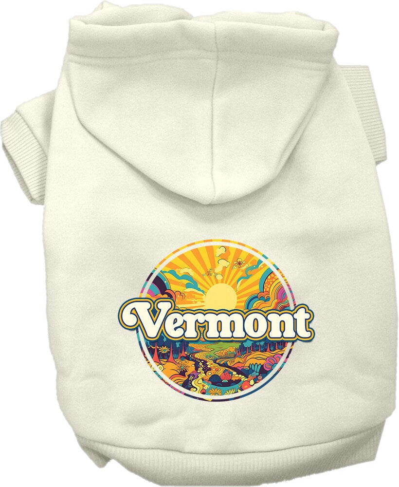 Pet Dog & Cat Screen Printed Hoodie for Small to Medium Pets (Sizes XS-XL), "Vermont Trippy Peaks"