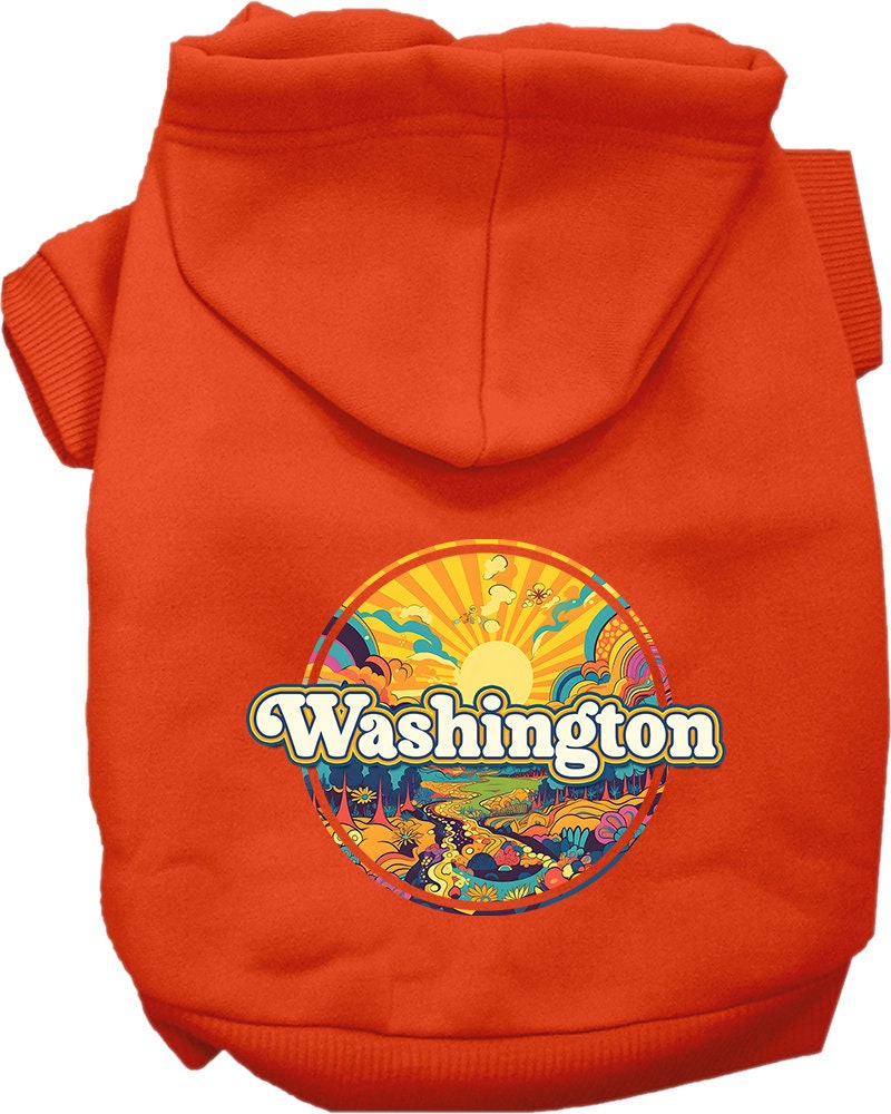 Pet Dog & Cat Screen Printed Hoodie for Small to Medium Pets (Sizes XS-XL), "Washington Trippy Peaks"