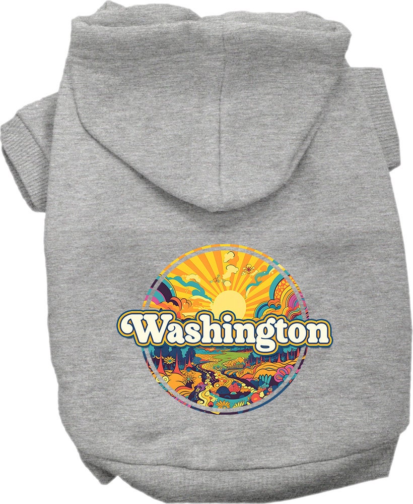 Pet Dog & Cat Screen Printed Hoodie for Small to Medium Pets (Sizes XS-XL), "Washington Trippy Peaks"