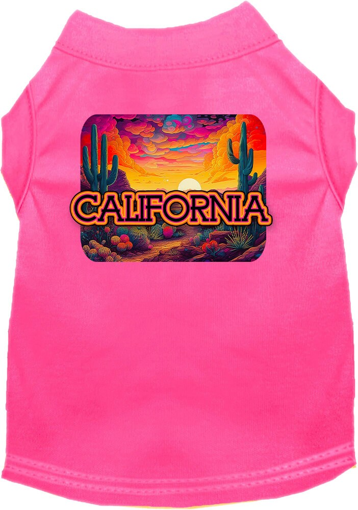 Pet Dog & Cat Screen Printed Shirt for Small to Medium Pets (Sizes XS-XL), "California Neon Desert"