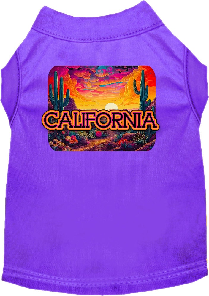 Pet Dog & Cat Screen Printed Shirt for Small to Medium Pets (Sizes XS-XL), "California Neon Desert"