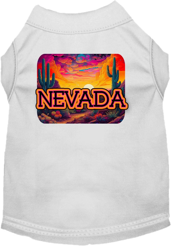 Pet Dog & Cat Screen Printed Shirt for Small to Medium Pets (Sizes XS-XL), "Nevada Neon Desert"