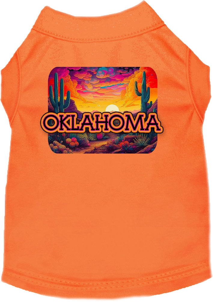 Pet Dog & Cat Screen Printed Shirt for Small to Medium Pets (Sizes XS-XL), "Oklahoma Neon Desert"