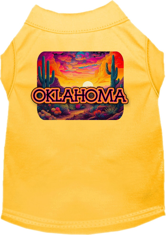 Pet Dog & Cat Screen Printed Shirt for Small to Medium Pets (Sizes XS-XL), "Oklahoma Neon Desert"