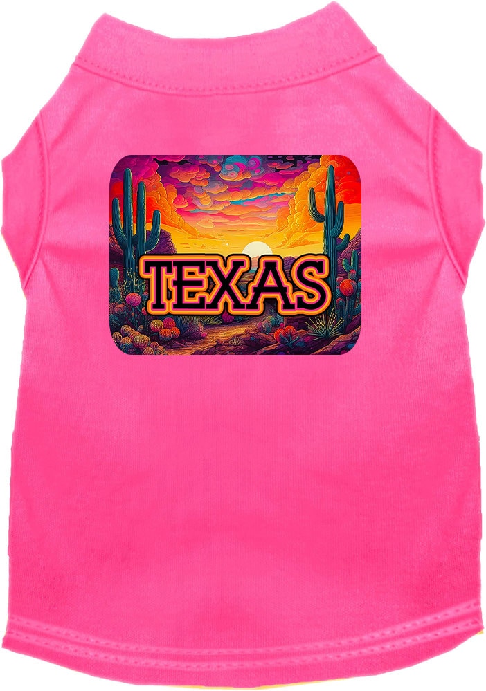 Pet Dog & Cat Screen Printed Shirt for Small to Medium Pets (Sizes XS-XL), "Texas Neon Desert"