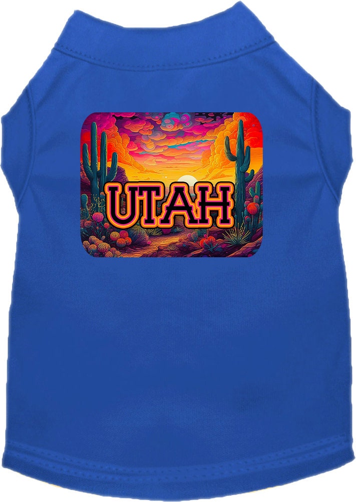 Pet Dog & Cat Screen Printed Shirt for Medium to Large Pets (Sizes 2XL-6XL), "Utah Neon Desert"