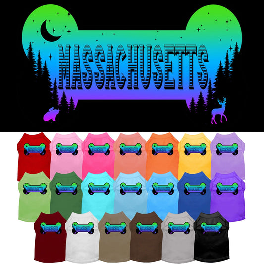 Pet Dog & Cat Screen Printed Shirt for Small to Medium Pets (Sizes XS-XL), "Massachusetts Mountain Shades"