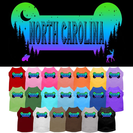 Pet Dog & Cat Screen Printed Shirt for Small to Medium Pets (Sizes XS-XL), "North Carolina Mountain Shades"