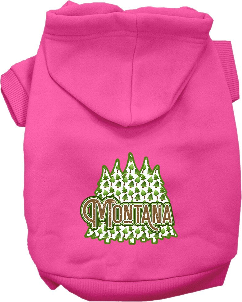 Pet Dog & Cat Screen Printed Hoodie for Small to Medium Pets (Sizes XS-XL), "Montana Woodland Trees"