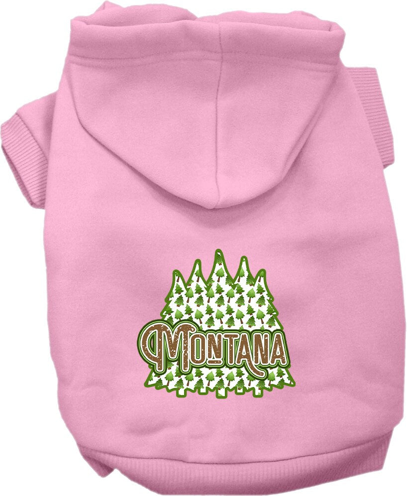 Pet Dog & Cat Screen Printed Hoodie for Small to Medium Pets (Sizes XS-XL), "Montana Woodland Trees"