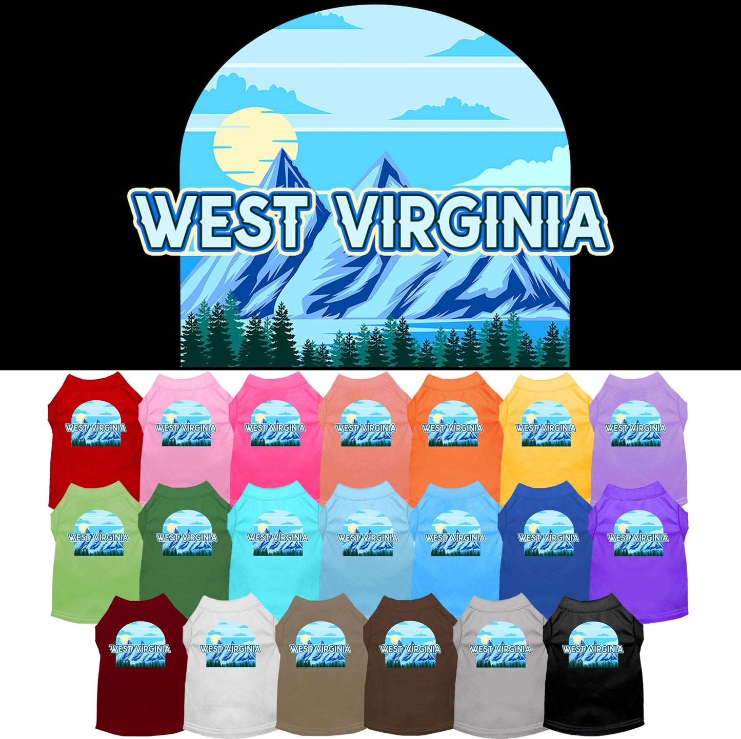 Pet Dog & Cat Screen Printed Shirt for Small to Medium Pets (Sizes XS-XL), "West Virginia Trailblazer"