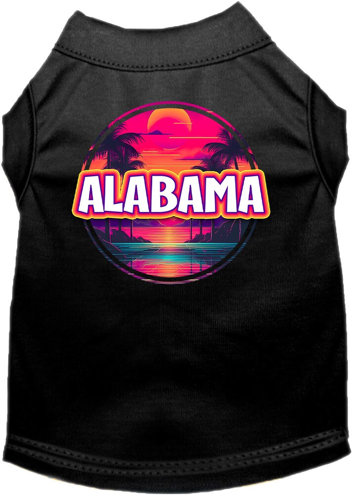 Pet Dog & Cat Screen Printed Shirt for Medium to Large Pets (Sizes 2XL-6XL), "Alabama Neon Beach Sunset"