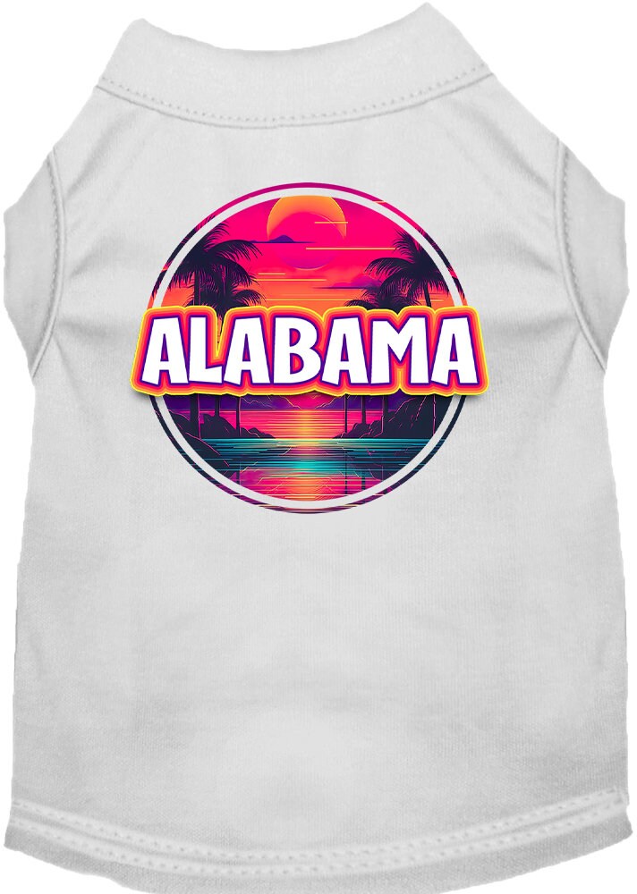 Pet Dog & Cat Screen Printed Shirt for Medium to Large Pets (Sizes 2XL-6XL), "Alabama Neon Beach Sunset"