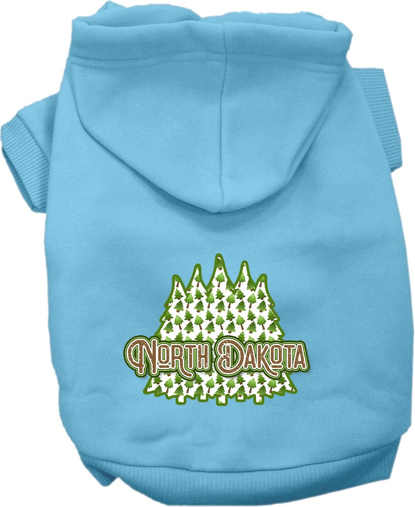 Pet Dog & Cat Screen Printed Hoodie for Small to Medium Pets (Sizes XS-XL), "North Dakota Woodland Trees"