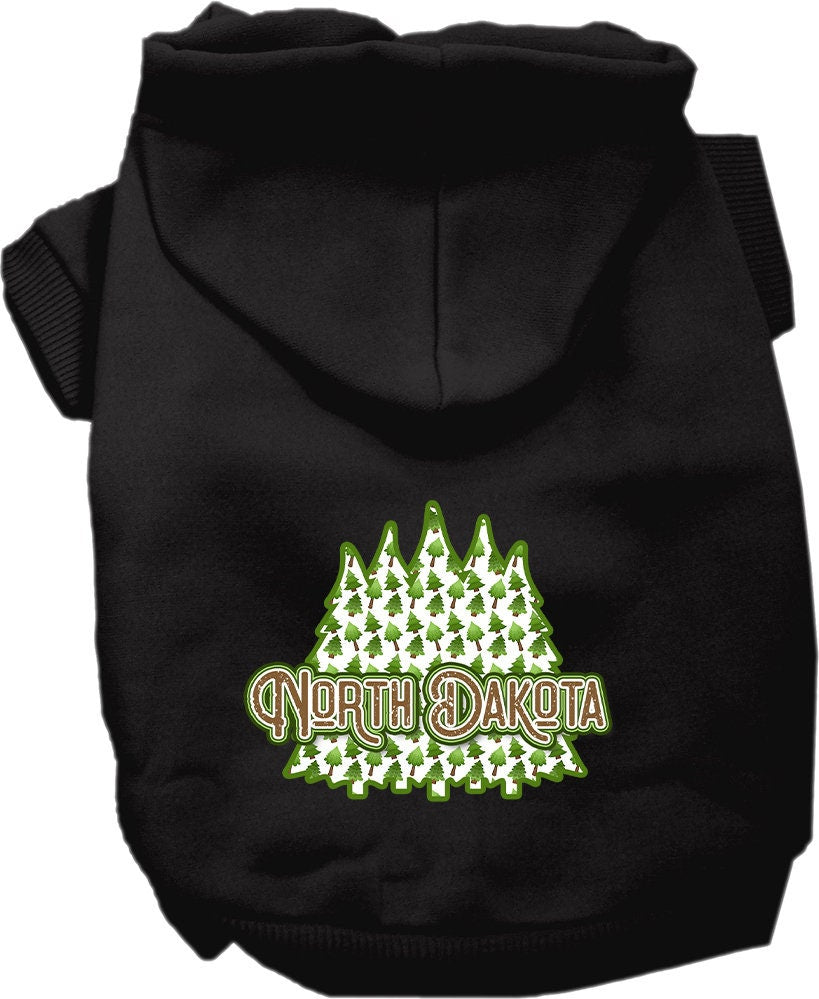 Pet Dog & Cat Screen Printed Hoodie for Small to Medium Pets (Sizes XS-XL), "North Dakota Woodland Trees"