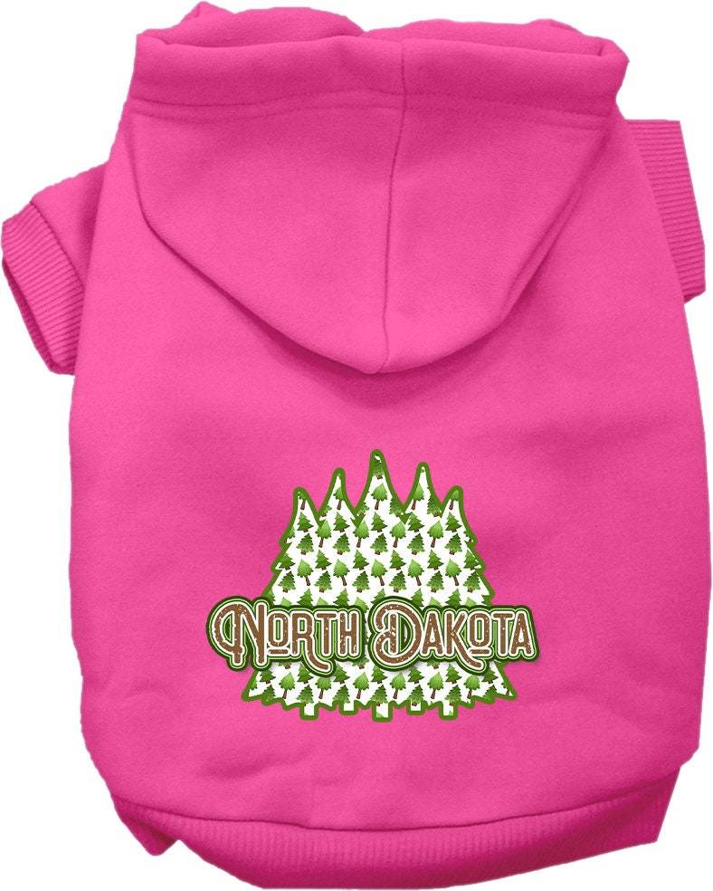 Pet Dog & Cat Screen Printed Hoodie for Small to Medium Pets (Sizes XS-XL), "North Dakota Woodland Trees"