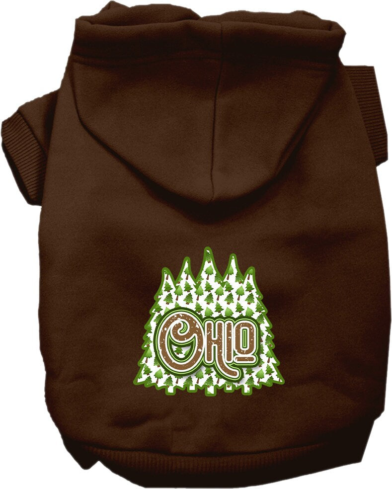 Pet Dog & Cat Screen Printed Hoodie for Small to Medium Pets (Sizes XS-XL), "Ohio Woodland Trees"